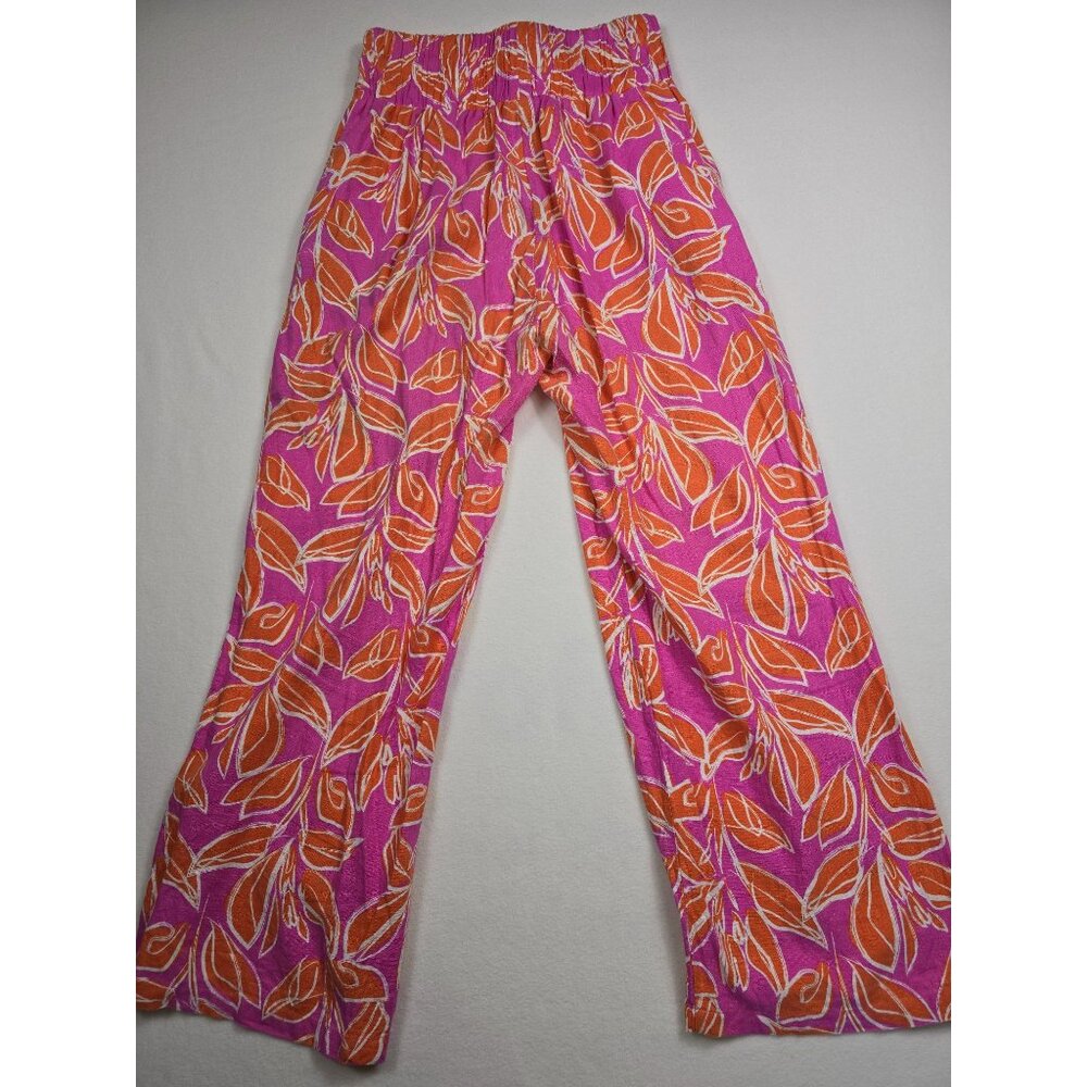 Sincerely Jules Womens Tropical Print Wide Leg Linen Blend Boho Palazzo Pants L - Picture 5 of 7